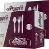 Party Bargains Disposable Cutlery set, SAPPHIRE Design, Clear Color, 360 Pieces: 180 Forks, 120 Spoons, 60 Knives