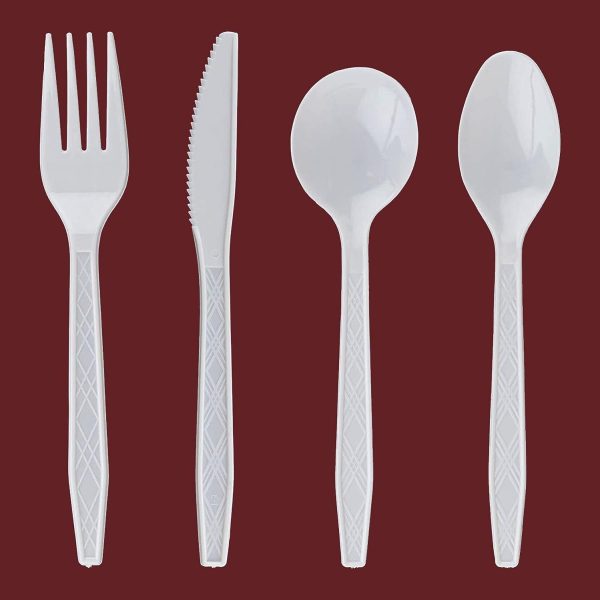 Party Bargains Disposable Cutlery set, SAPPHIRE Design, Clear Color, 360 Pieces: 180 Forks, 120 Spoons, 60 Knives