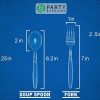Party Bargains Disposable Cutlery set, SAPPHIRE Design, Clear Color, 360 Pieces: 180 Forks, 120 Spoons, 60 Knives