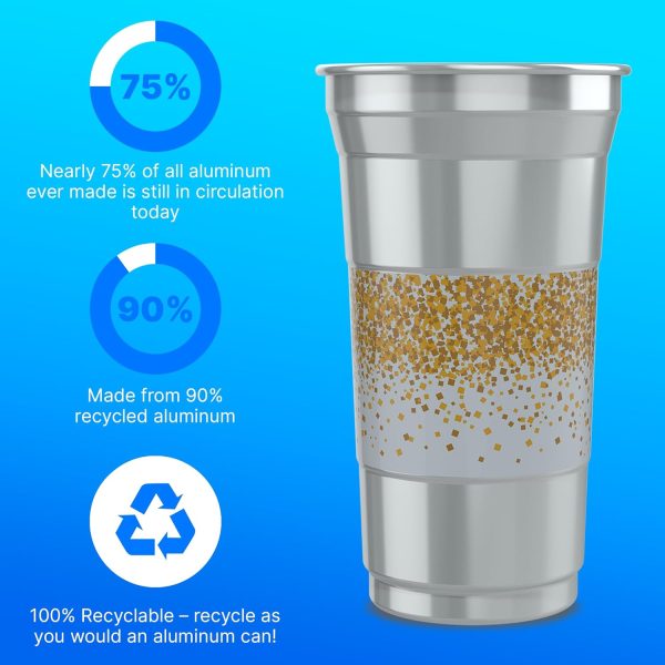 Ball Aluminum Cup Recyclable Party Cups, 20 oz. Cup, 30 Cups Per Pack