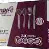 Party Bargains Disposable Cutlery set, SAPPHIRE Design, Clear Color, 360 Pieces: 180 Forks, 120 Spoons, 60 Knives