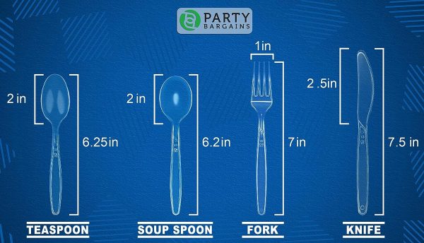 Party Bargains Disposable Cutlery set, SAPPHIRE Design, Clear Color, 360 Pieces: 180 Forks, 120 Spoons, 60 Knives