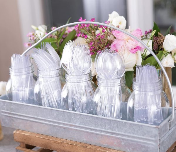 Party Bargains Disposable Cutlery set, SAPPHIRE Design, Clear Color, 360 Pieces: 180 Forks, 120 Spoons, 60 Knives