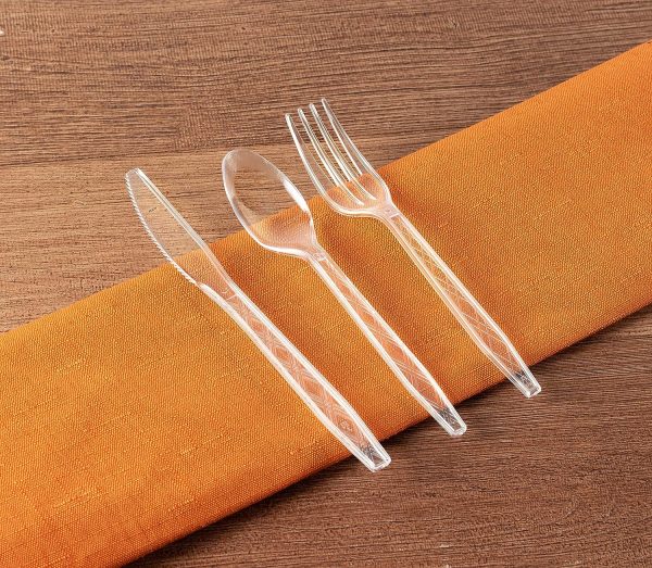 Party Bargains Disposable Cutlery set, SAPPHIRE Design, Clear Color, 360 Pieces: 180 Forks, 120 Spoons, 60 Knives