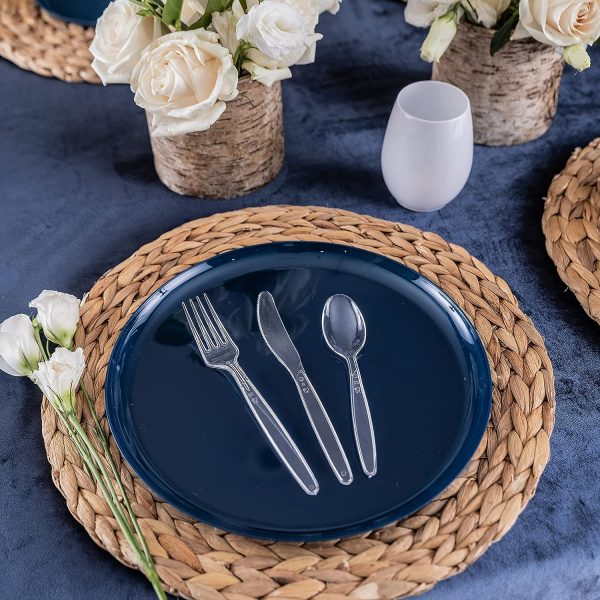 Party Bargains Disposable Cutlery set, SAPPHIRE Design, Clear Color, 360 Pieces: 180 Forks, 120 Spoons, 60 Knives