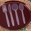 Party Bargains Disposable Cutlery set, SAPPHIRE Design, Clear Color, 360 Pieces: 180 Forks, 120 Spoons, 60 Knives